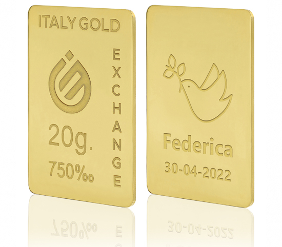 Lingot Or cadeau pour Confirmation 18 ct de 20 g.  IGE GOLD